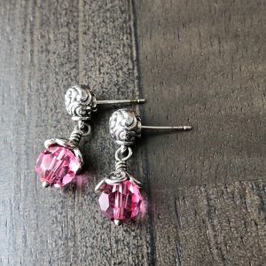 Brighton Pink Swarovski Crystal Drop Earrings.